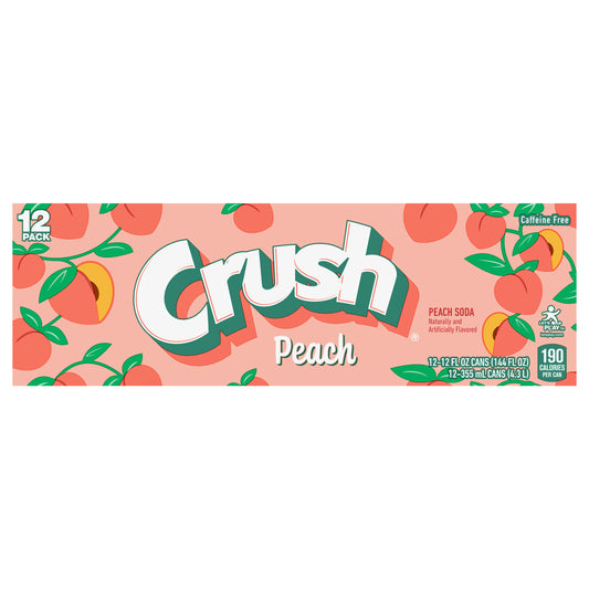 Crush Peach Soda, 12 fl oz cans, 12 pack