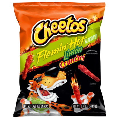 Cheetos Crunchy Cheese Flavored Snacks Flamin' Hot Limon Flavored 8 1/2 Oz
