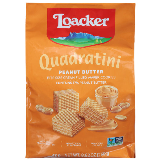 Loacker Quadratini Peanut Butter Wafer Cookies Bite Size 8.82 oz