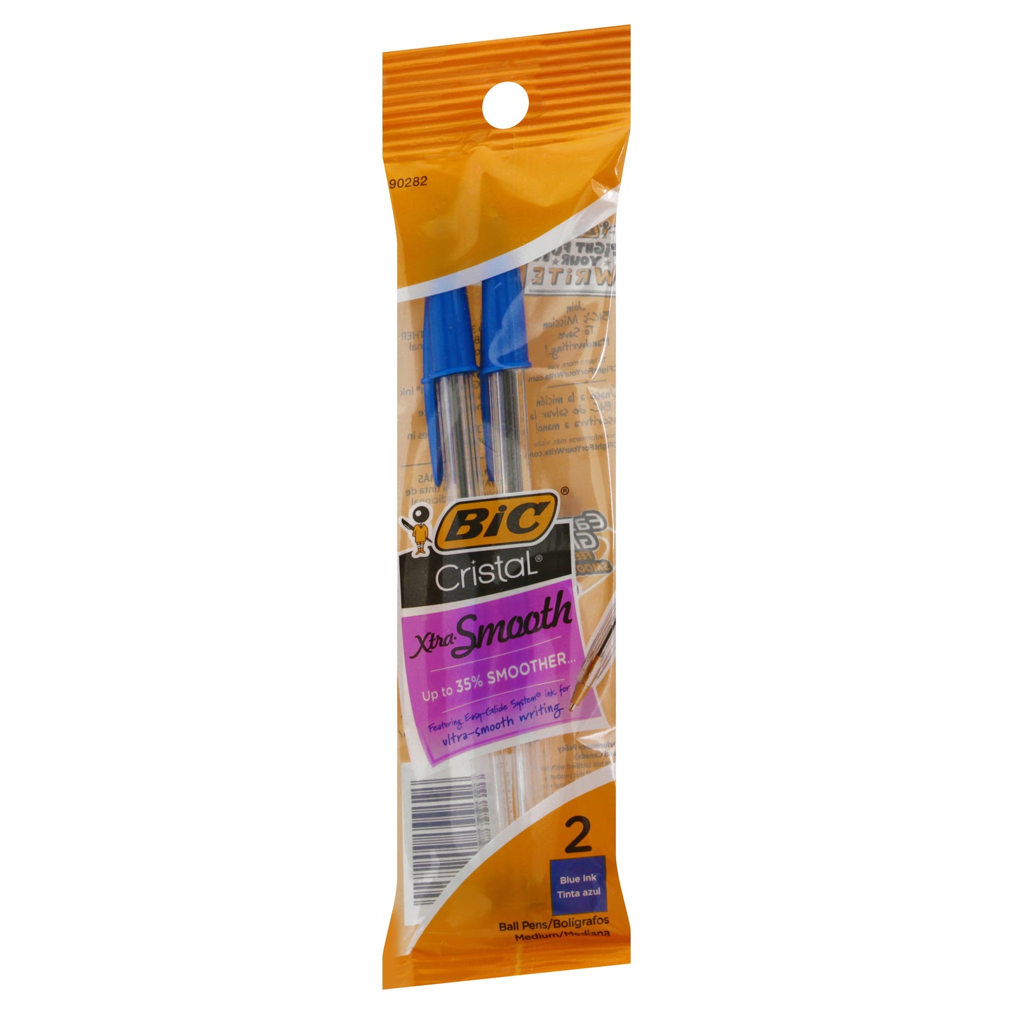 BiC Cristal Blue Ink Xtra Smooth Medium Ball Pens 2 ea