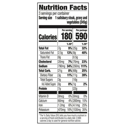 Banquet Family Size Salisbury Steak with Gravy, Potatoes and Vegetables, Frozen Meal, 26 oz.