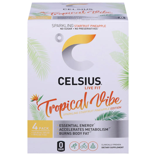 Celsius Live Fit Tropical Vibe Energy Drink 4 - 12 fl oz Cans