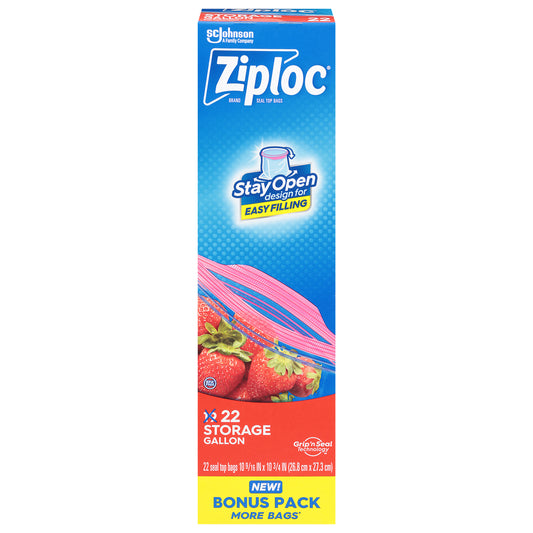 Ziploc Gallon Storage Seal Top Bags Bonus Pack 22 Bags