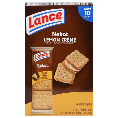 Lance Nekot Lemon Creame Sandwich Cookies 10 - 1.72 oz Packs