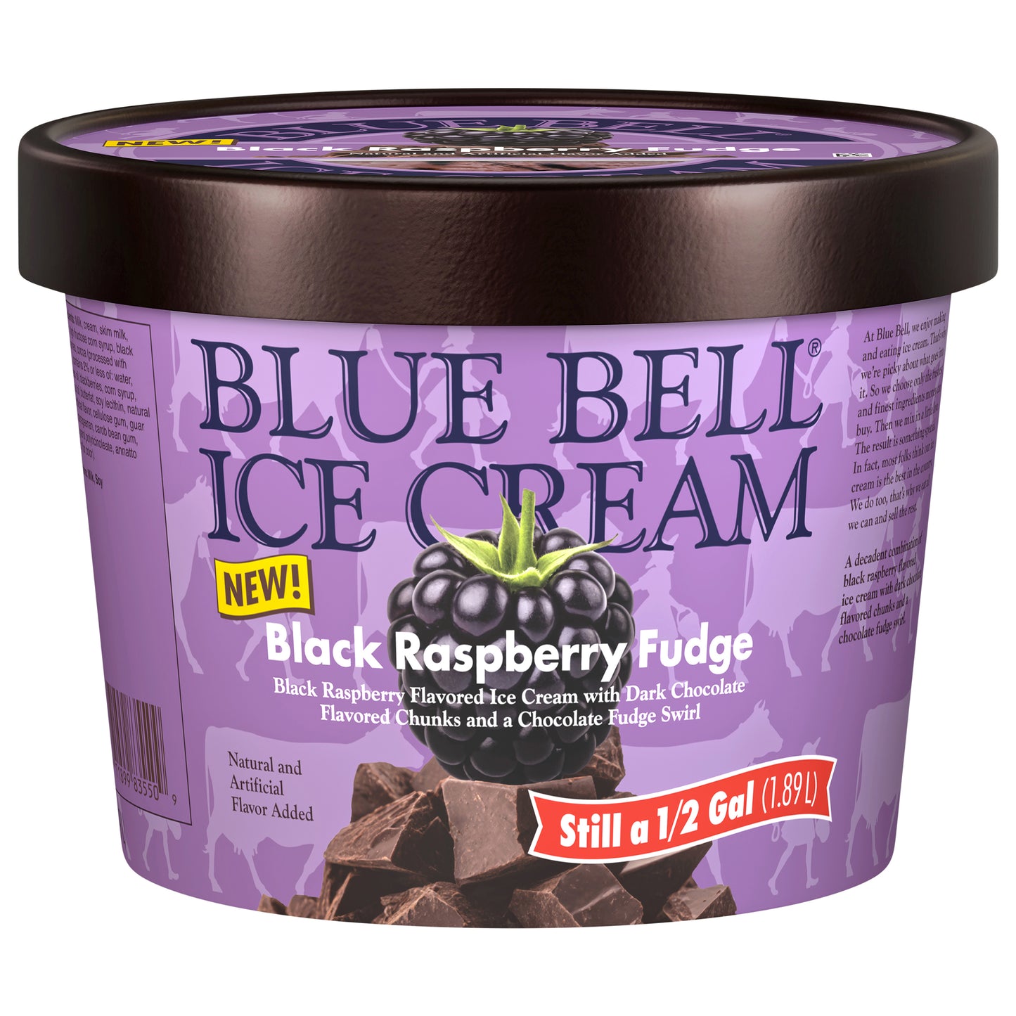 Blue Bell Black Raspberry Fudge Ice Cream 0.5 gal