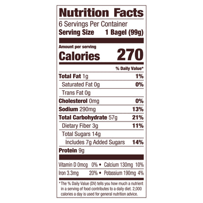Pepperidge Farm Pre-Sliced Cinnamon Raisin Bagels 6 ea